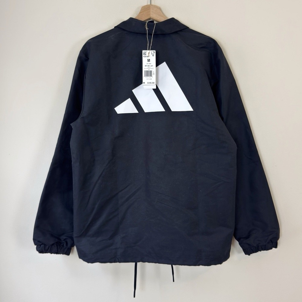 NWT - Adidas Men's Future Icons Coach Black Jacket - Medium